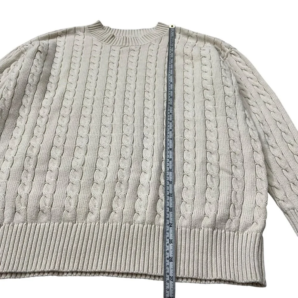 Gap Teen Cable Knit Oversized Fisherman Sweater‎ Cream 18 / 20 XL Organic Cotton